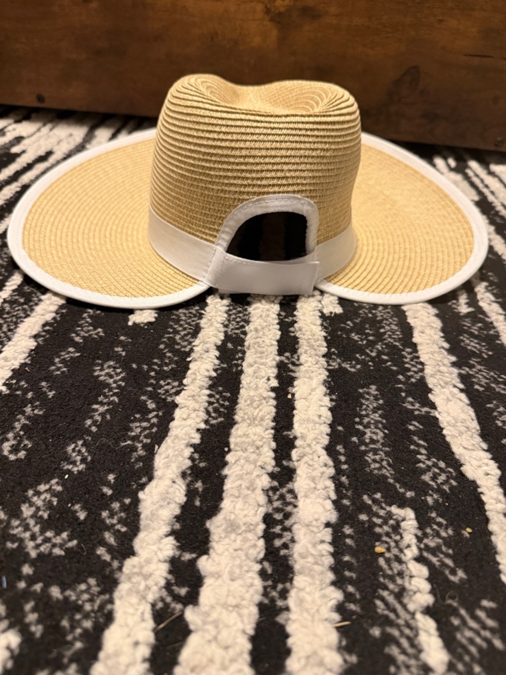 🔥Last San Diego Hat Company Tan Straw Sun Hat with White Trim - Picture 5 of 5